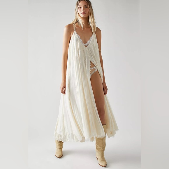 New Free People Sweet Sea Maxi Dress Size Small Ivory - Picture 4 of 8